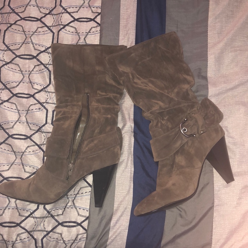 Mid-Calf, Suede, Heeled Boots